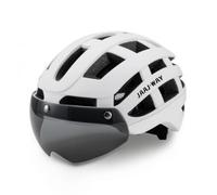 Baoblaze Casque de Vélo Casque Cycliste avec Visière Casque Route Aérodynamique Coque PC Robuste Absorption Visière Sombre Anti-débris Confort Ventilé Adapté, Blanc