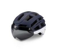 Baoblaze Casque de Vélo Casque Cycliste avec Visière Casque Route Aérodynamique Coque PC Robuste Absorption Visière Sombre Anti-débris Confort Ventilé Adapté, Bleu Et Blanc