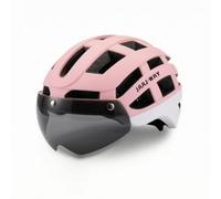 Baoblaze Casque de Vélo Casque Cycliste avec Visière Casque Route Aérodynamique Coque PC Robuste Absorption Visière Sombre Anti-débris Confort Ventilé Adapté, Rose Et Blanc