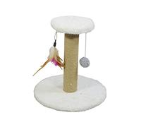 Baoblaze Cat Poteau Griffoir Chat Jouet Interactif Activité Animal Sisal Bois Adapté à Petits Chats Protection Meubles, Rond Blanc