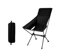 Baoblaze Chaise Pliante Extérieure Chaise de Camping Siège Pliant Fauteuil de Détente Dossier Haut Alliage Aluminium Double Barre Toile Oxford 120kg Adaptée, Noir
