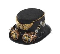 Baoblaze Chapeau Style Victorien Haut de Forme Steampunk Ornement Cœur et Rouages Lunettes Décoratives à Pointe Feutre Doux et Bande Réglable Confort