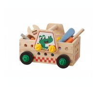 Baoblaze Chariot d'Assemblage Enfant Jouet Outil Camion Kit Réparation Ensemble Accessoires Bois Léger Compartiment Rangement Poignée Portable Coordination