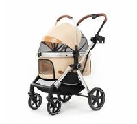 Baoblaze Chariot Pliant Poussette pour Animaux Transporteur Panier Landau Détachable en Alliage d'Aluminium avec Maille Respirante Montage Facile et Grand, Array, Abricot