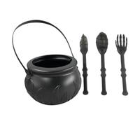 Baoblaze Chaudron d'halloween, Chaudron de sorcière, décoration Portable et réutilisable, Mini récipient pour Enfants, Seau à Bonbons, Bol de Service, Noir