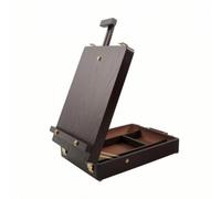 Baoblaze Chevalet de Table Boîte de Peinture Coffret d'Artiste Boîte à Croquis en Hêtre avec Renforcés et Poignée en Cuir Couvercle Relevable Servant de, color to 3