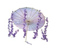 Baoblaze Chinoise Parapluie Classique de Danse Traditionnelle Parapluie en Papier Huilé Au Design Élégant Adaptée pour Les Spectacles et COM, Papillon Violet