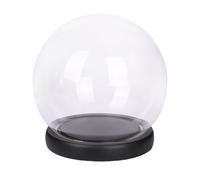 Baoblaze Cloche Dôme en Verre, Cloche Dôme en Verre avec Socle Noir en Bois, Cadeaux De Saint-Valentin, Cloche en Verre Décorative Transparente, pour Lumières, Décorations de Table, 13 cm