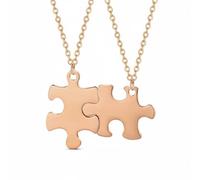 Baoblaze Collier Pendentif Pièce de Puzzle Couple Amour Collier Acier Inoxydable Poli Chaîne Réglable Personnalisable par Gravure Adapté aux Anniversaires Cadeaux Port Quotidien, Or Rose, Vierge