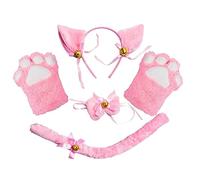 Baoblaze Cosplay Costume Kit Accessoires Chat Peluche Queue Gants Serre-tête Nœud Papillon Confortable Adapté Aux Femmes Enfants pour Soirée Halloween Scène Ci, Rose