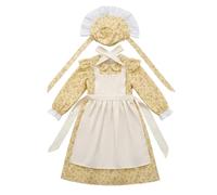 Baoblaze Costume de Scène Enfant Tenue Folklore Robe Campagne Ensemble Paysan Polyester Doux Léger Coutures Soignées Manches Longues Adapté à Halloween Théâtre Spectacles d'École Danse Cosplay, M
