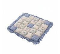 Baoblaze Coussin de Siège en Dentelle Coussin Chaise Galonné Coussin Patchwork Coussin Matelassé en Polyester Doux Respirant avec Liens Antidérapants pour, Bleu