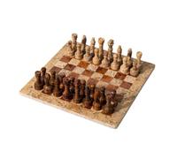 Baoblaze Décoration Échiquier en Marbre Plateau d'Échecs Sculpture de Table Ornement d'Échiquier Base Carrée Travaillée et Pièces Adaptée au Bureau Salon Étagères Espace de Travail, Échiquier A G207