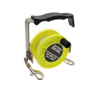 Baoblaze Dévidoir de Plongée Dévidoir Moulinet Spool Manche Ergonomique Cadre Métal Crochet Mousqueton Gestion Fluide du Fil Construction INOX Nylon Réglable, Jaune Fluorescent, 150FT Environ 45M