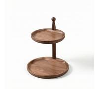 Baoblaze Double Layer Plateau à Clés Organisateur Plateau Support Rangement Multi Niveaux Métal Économie d'Espace Pose sur, 23cm Diamètre X 27cm Hauteur, Rond, 2 Niveaux, Noyer