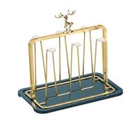 Baoblaze Égouttoir à Tasses Organisateur de Verres Porte-Tasses Métallique Plateau à Égoutter Fonction Compacte Adapté Au Bureau Cuisine Séjour, Or Vert