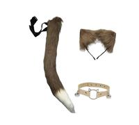 Baoblaze Ensemble de 3 Oreilles et Queue de Chat, Accessoires de Costume pour Spectacle de Carnaval, Café Blanc