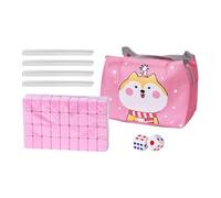 Baoblaze Ensemble de Mini Mahjong de Voyage Ensemble de Jouets de Mahjong Chinois Ensemble de Jeu de Mahjong pour Adultes et Enfants, Rose
