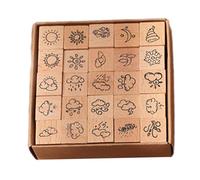 Baoblaze Ensemble de tampons en Caoutchouc et Bois pour, tampons d'impression Faits à la Main, Mini tampons en Bois pour Scrapbooking, Météo