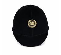 Baoblaze Équip Équestre Casque d'Équitation Casque Équitation Casque Cheval Bombe Équitation avec Réglage Fin Dôme Solide et Sangle de Menton Extérieur, Noir, Couronne Ronde Dorée