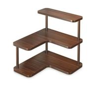 Baoblaze Étagère de de Rangement Étagère Étagère d'angle Bibliothèque Meuble de Rangement en Bambou à Trois Niveaux Finition Soignée et Agencement Ouvert Garde, 3 Couches, Deep Walnut