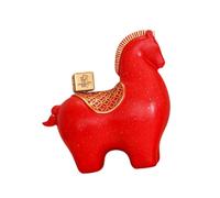 Baoblaze Figurine de cheval, sculpture, statue, ornement de bureau pour entrée ou chambre, étagère, Rouge, avec Xi Mot