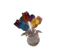 Baoblaze Figurine en cristal, décoration florale en verre, rose en cristal colorée et créative, cadeau d'anniversaire de mariage