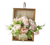 Baoblaze Fleurs Artificielles Tableau Décoratif Cadre En Bois Composition Florale Murale Décoration avec Fleurs Simulées Tissu Convient à La Décoration, Rose