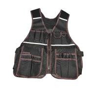 Baoblaze Gilet de Travail Électricien Poches Multiples Gilet Porte-outil Ajustable En Tissu Oxford Robuste avec Bandes Réfléchissantes pour Électriciens Charpe, CafÉ