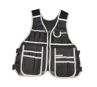 Baoblaze Gilet de Travail Électricien Poches Multiples Gilet Porte-outil Ajustable En Tissu Oxford Robuste avec Bandes Réfléchissantes pour Électriciens Charpe, Blanc