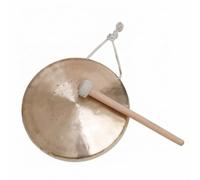 Baoblaze Gong à Ton Grave de Cuivre Instrument à Percussion Plateau Marteau Son Profond Finition Dorée Cordon pour Convient aux Méditations de Groupe, Gong À Main De 22 Cm, Son Médium