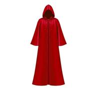 Baoblaze Halloween Cape Robe Sorcier Longue Cape à Capuche Châle Médiéval Costume Cosplay Polyester Souple Convient pour Club Fête Populaire Gothic Décoration, rouge XL