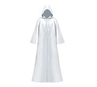 Baoblaze Halloween Cape Robe Sorcier Longue Cape à Capuche Châle Médiéval Costume Cosplay Polyester Souple Convient pour Club Fête Populaire Gothic Décoration, Blanc XL
