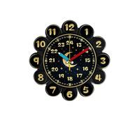 Baoblaze Horloge Apprentissage Murale Enfant Silencieuse à Affichage Analogique en Bois MDF avec Motifs Colorés et Aiguilles Crayon pour Enseignement de L'Heur, Noir