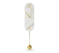 Baoblaze Horloge Murale Moderne Horloge Pendule Décorative Horloge Silencieuse Horloge avec Mouvement Silencieux et Pendule Inférieur Profil Fin Design Élégant, Blanc, Pendentif Rond