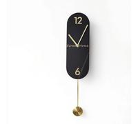 Baoblaze Horloge Murale Moderne Horloge Pendule Décorative Horloge Silencieuse Horloge avec Mouvement Silencieux et Pendule Inférieur Profil Fin Design Élégant, Noir, Pendentif Rond