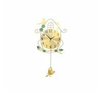 Baoblaze Horloge Murale Pendule Oiseau Horloge Murale Décorative en Métal avec Mécanisme Silencieux et Cadran Rond Grand Chiffres l'Heure sans Tic Focalise Le, Or Coloré, 76 45cm