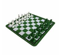 Baoblaze Jeu d'Échecs Plateau Caoutchouc Flexible Pièces Ensemble Portable Matériel Résistant pour Apprentissage Réflexion Stratégique Adapté Anniversaire École Fête, Vert+Blanc