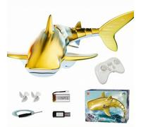 Baoblaze Jouet Télécommandé Requin Rc Jouet Aquatique Jouet Électrique Jouet Interactif avec Contrôle Précis et Jet d'eau en Plastique Adapté aux Piscines Temps de Bain , Or , Baleine Dorée
