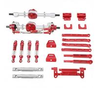 Baoblaze Kit de Mise à Niveau Voiture Rc Ensemble Essieux Système de Choc Réglable Pignons et Cardans Tirants Solides en Alliage d'Aluminium Compatible MN82, Red