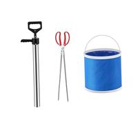 Baoblaze Kit de Pompe de Plage 3 pièces, extracteur de Plage, équipement de de Plage, Pince à Crabe Pratique, Seau Pliable pour mante Religieuse, S