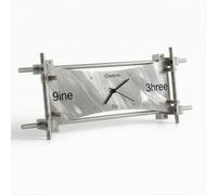 Baoblaze Light Axis Clock Horloge de Table Horloge Analogique Horloge de Bureau Horloge Décorative en Métal et avec Support Stable et Affichage 40x14cm Adaptée au Bureau Salon Chambre Étude, Argent