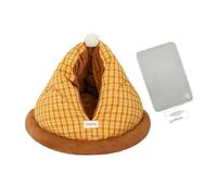 Baoblaze Lit pour Chat Semi-Clos Grotte Hut Calmant Nid Confortable Maison Douillette en Tissu PP Inclus Plaid Chauffant Adapté Aux Chats Chiots Animaux, M
