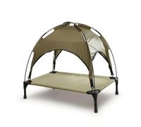 Baoblaze Lit pour Chien Élevé avec Auvent Couchage Hamac Tapis Support Aéré et Ombragé pour Détente Extérieure Matériaux Solides et Légers Déplacement Aisé, Vert Kaki
