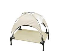 Baoblaze Lit pour Chien Élevé avec Auvent Couchage Hamac Tapis Support Aéré et Ombragé pour Détente Extérieure Matériaux Solides et Légers Déplacement Aisé, Crème