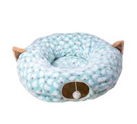 Baoblaze Lit Tunnel pour Chat avec Tapis Central, Tunnel de Jeu, Tente Tubulaire ventilée et Lavable pour Chat, Tunnel Rond en Forme de Beignet pour se Cacher,