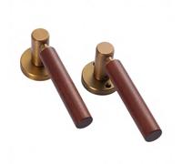 Baoblaze Loquet de Porte Intérieur Poignée Levier Rosace Manche Bois Aluminium Finition Soignée Manipulation Aisée Fermeture Stable pour Suite Séjour Design, Array, Jaune Antique