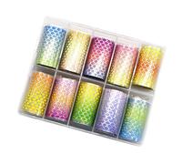 Baoblaze Lot de 10 Autocollants pour leurres de pêche, Fausses écailles de Poisson, Flash DIY, étanches, pour travaux manuels