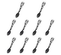 Baoblaze Lot de 10 fourchettes-fourchettes et Couteaux de Camping Multifonctions, ouvre-boîtes et décapsuleurs pour randonnée, Noir
