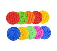 Baoblaze Lot de 10 tapis sensoriels en silicone, disques sensoriels, coussinets sensoriels texturés, cercles sensoriels pour garçons et filles, motricité fine,
